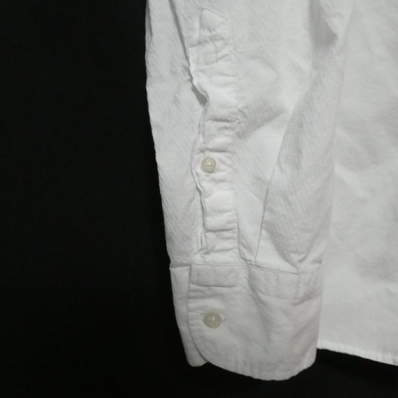 OLD NAVY | Slim Fit | large | 100% Cotton | Textured White Button-Up Dress Shirt - Picture 9 of 16